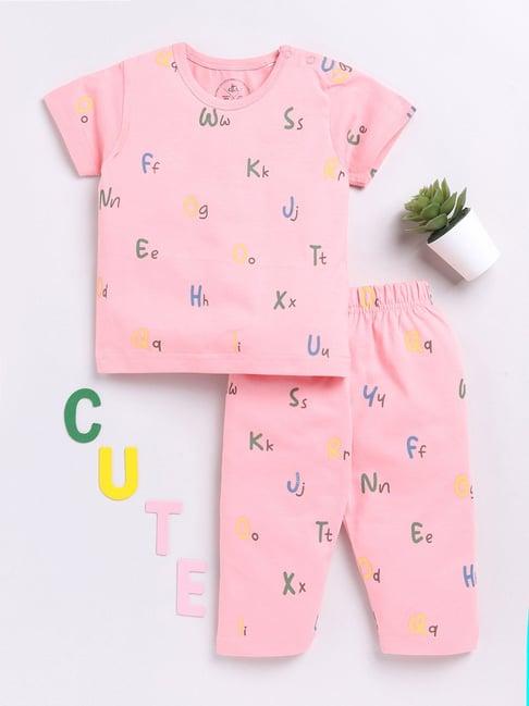 clt.s kids pink printed t-shirt with pants
