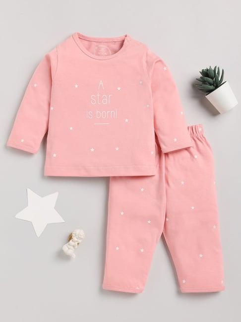 clt.s kids pink printed t-shirt with pyjamas