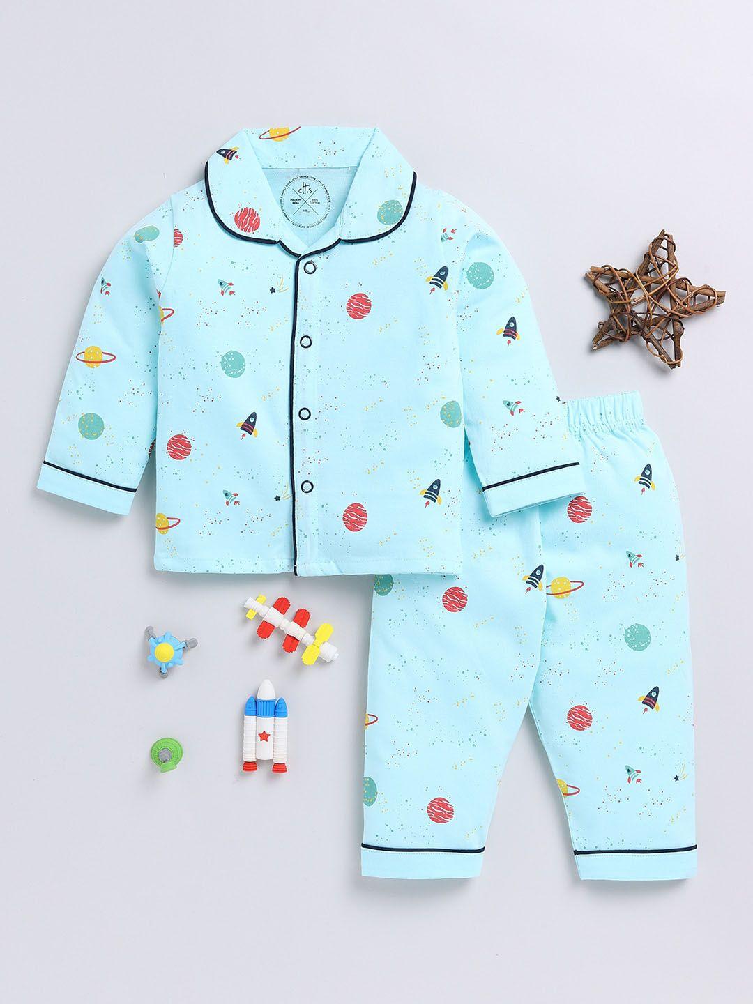 clt.s kids printed pure cotton night suit