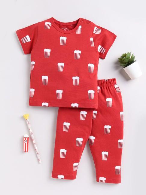 clt.s kids red printed t-shirt with pants