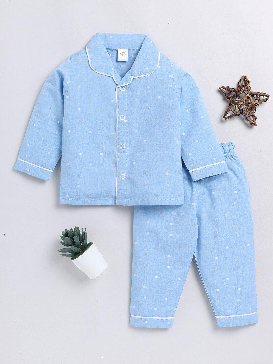 clt.s kids self design pure cotton night suit