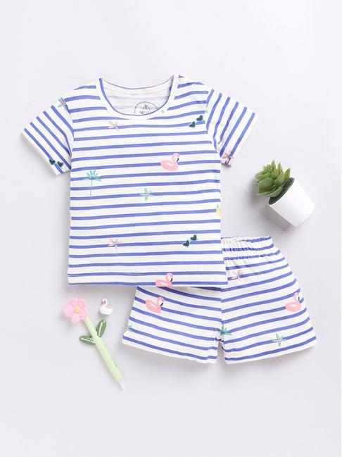 clt.s kids white & blue striped t-shirt with shorts