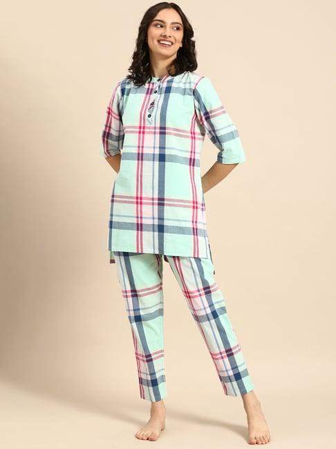 clt.s multicolor check tunic with pyjamas