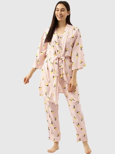 clt.s peach print sleepwear robe set