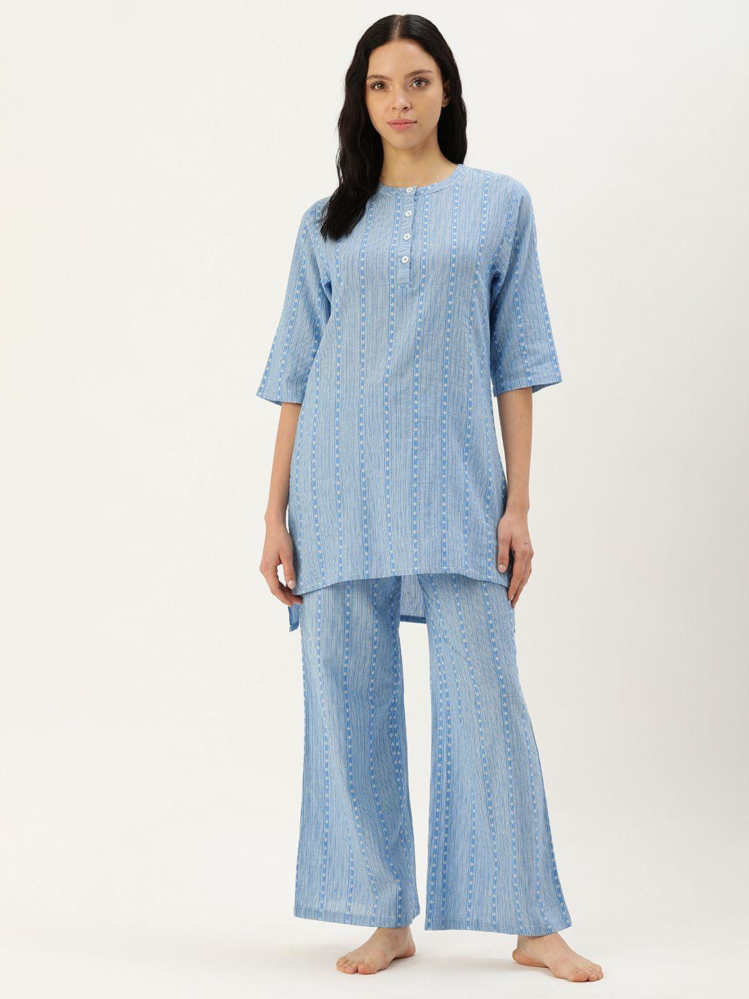 clt.s striped pure cotton night suit