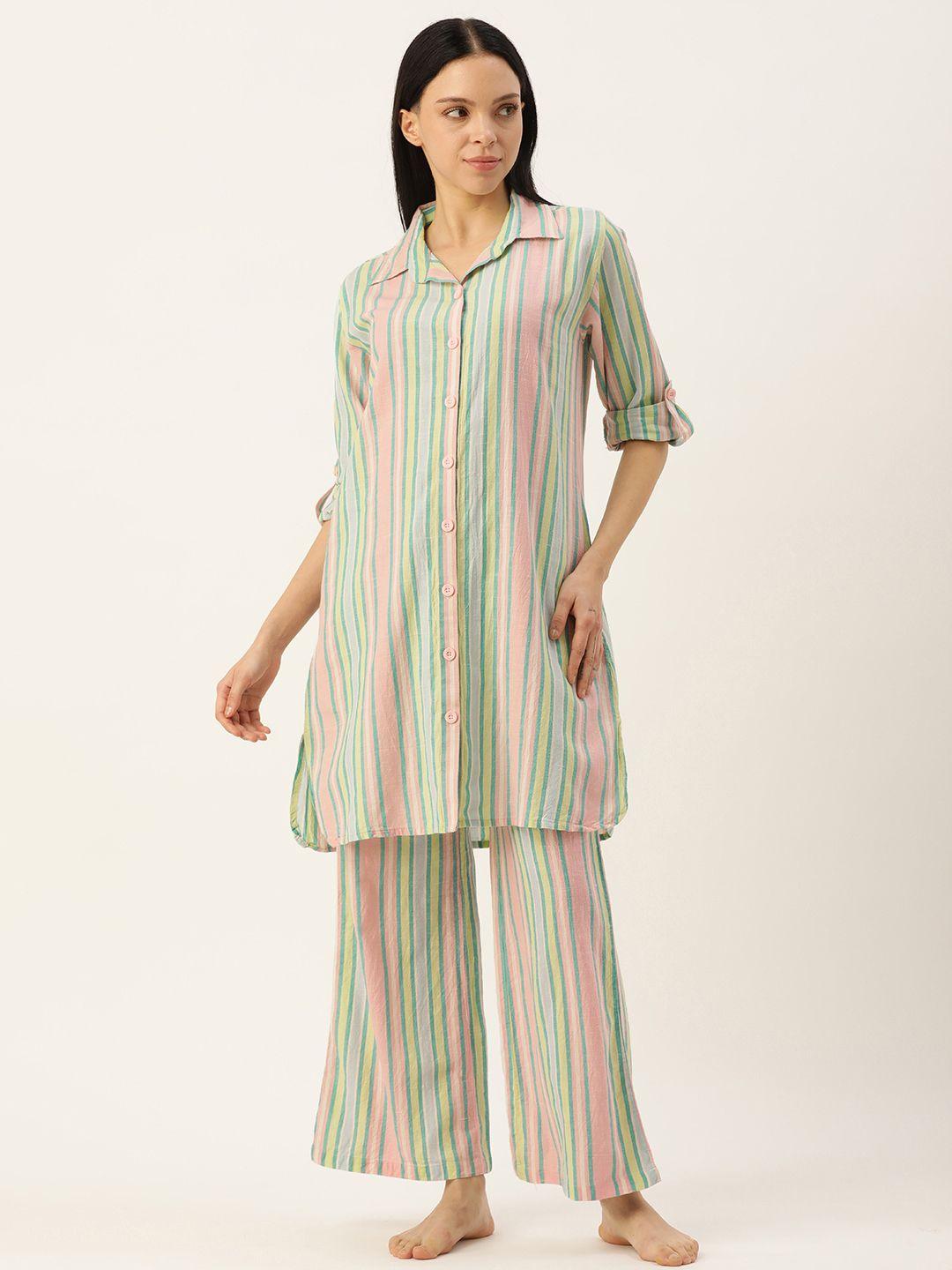 clt.s striped pure cotton night suit