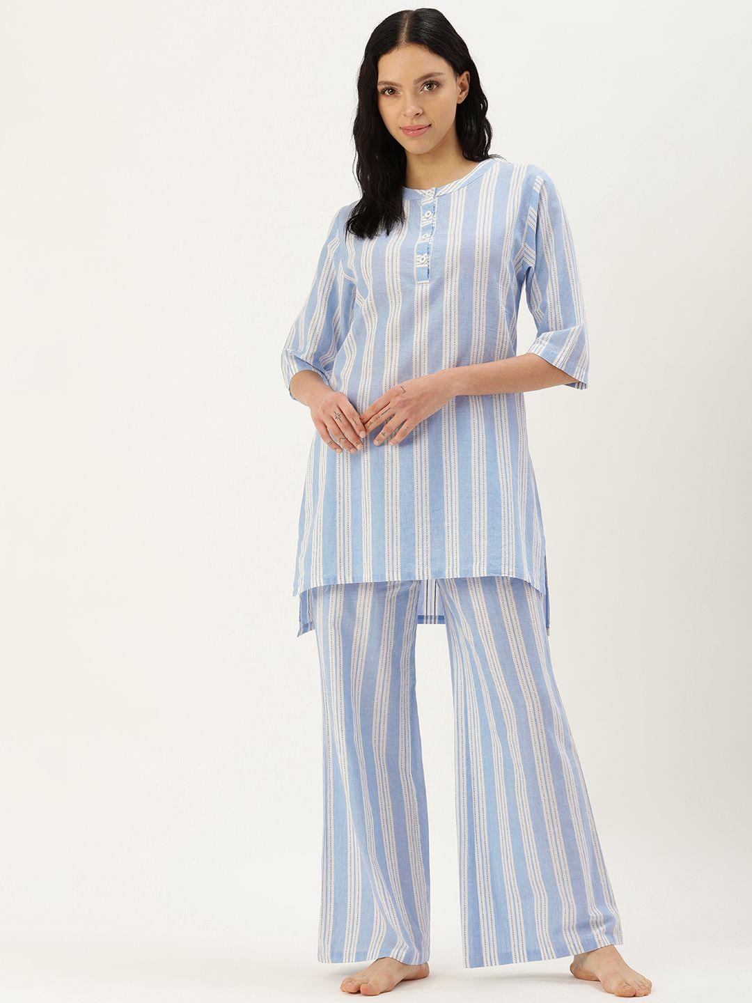 clt.s striped pure cotton night suit