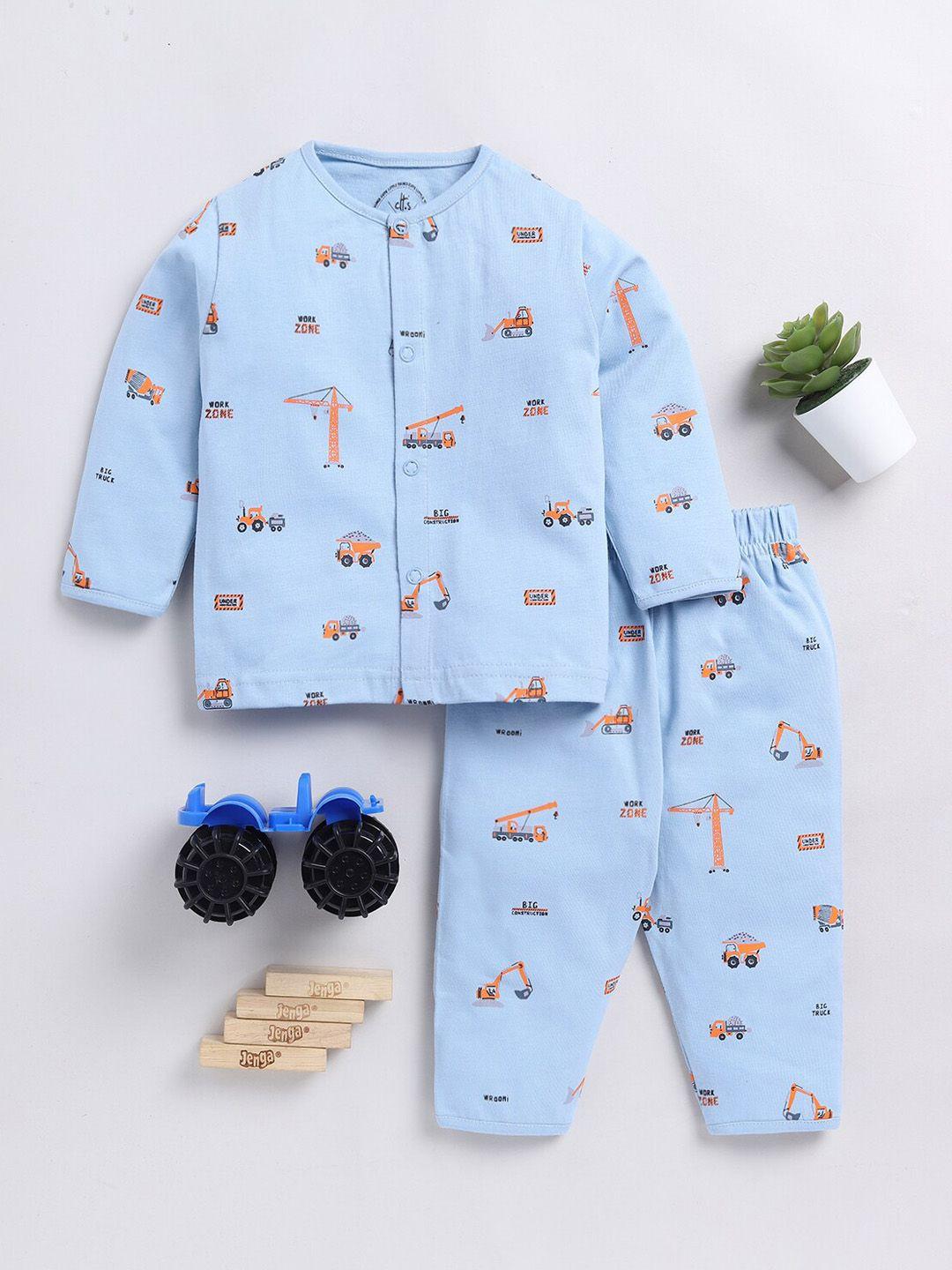 clt.s unisex conversational printed pure cotton night suit