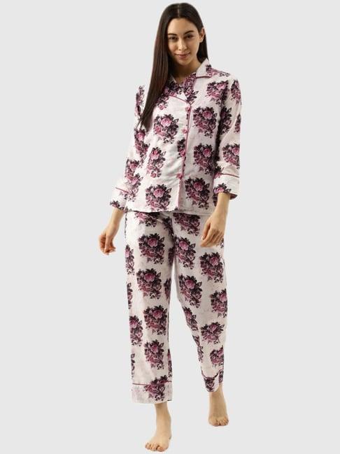 clt.s white and pink floral print pajama set