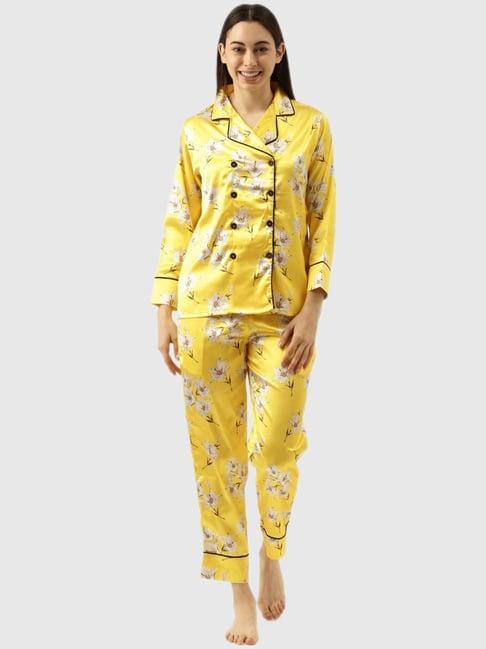 clt.s yellow floral print pajama set