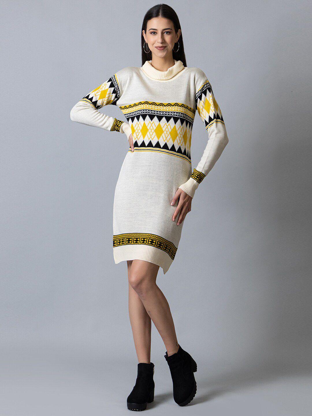 club-york-jacquard-printed-acrylic-jumper-dress