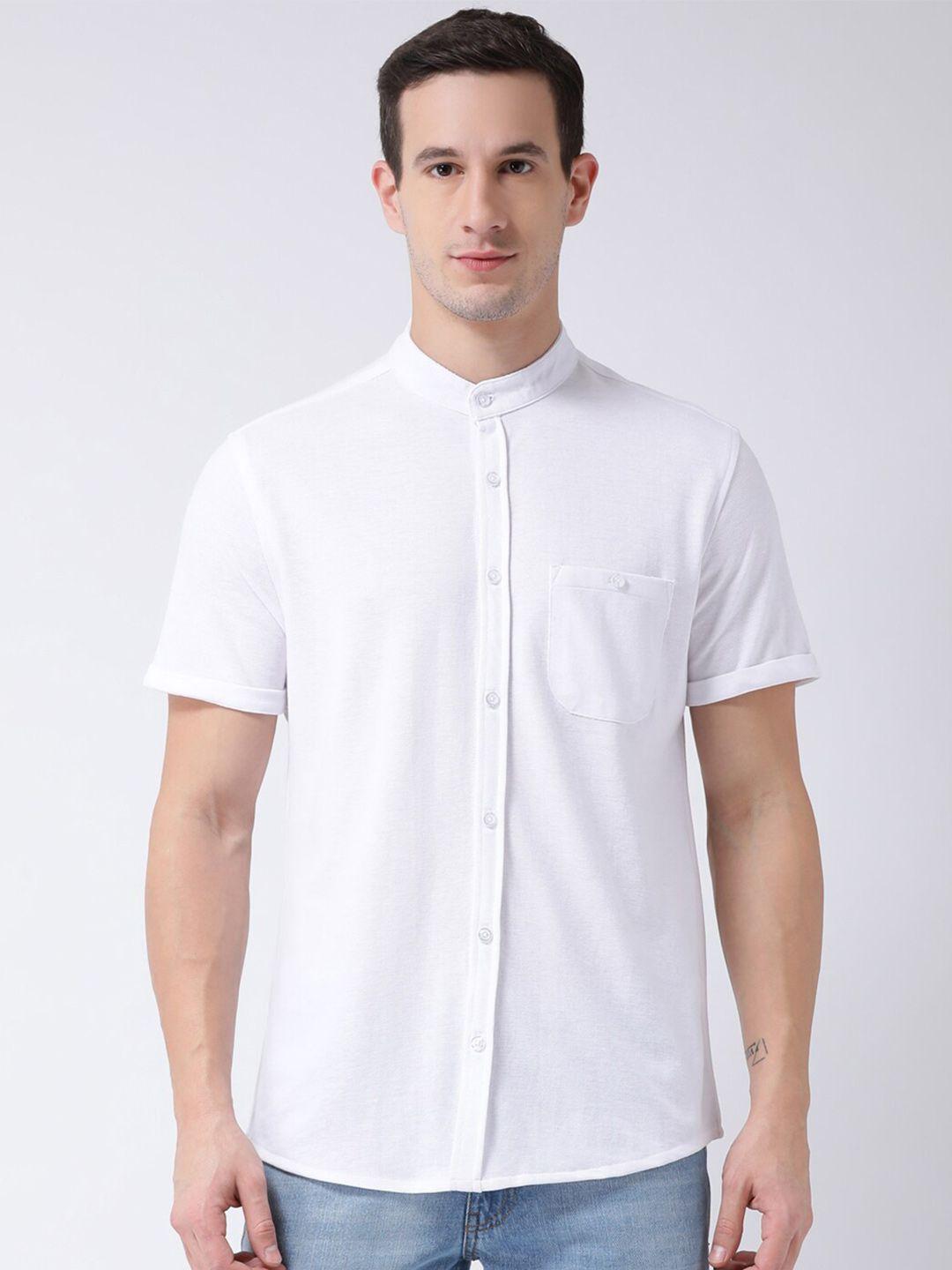 club york men white cotton casual shirt