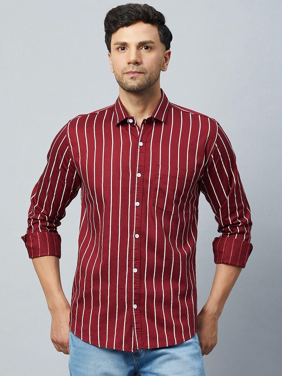 club york slim fit striped cotton casual shirt