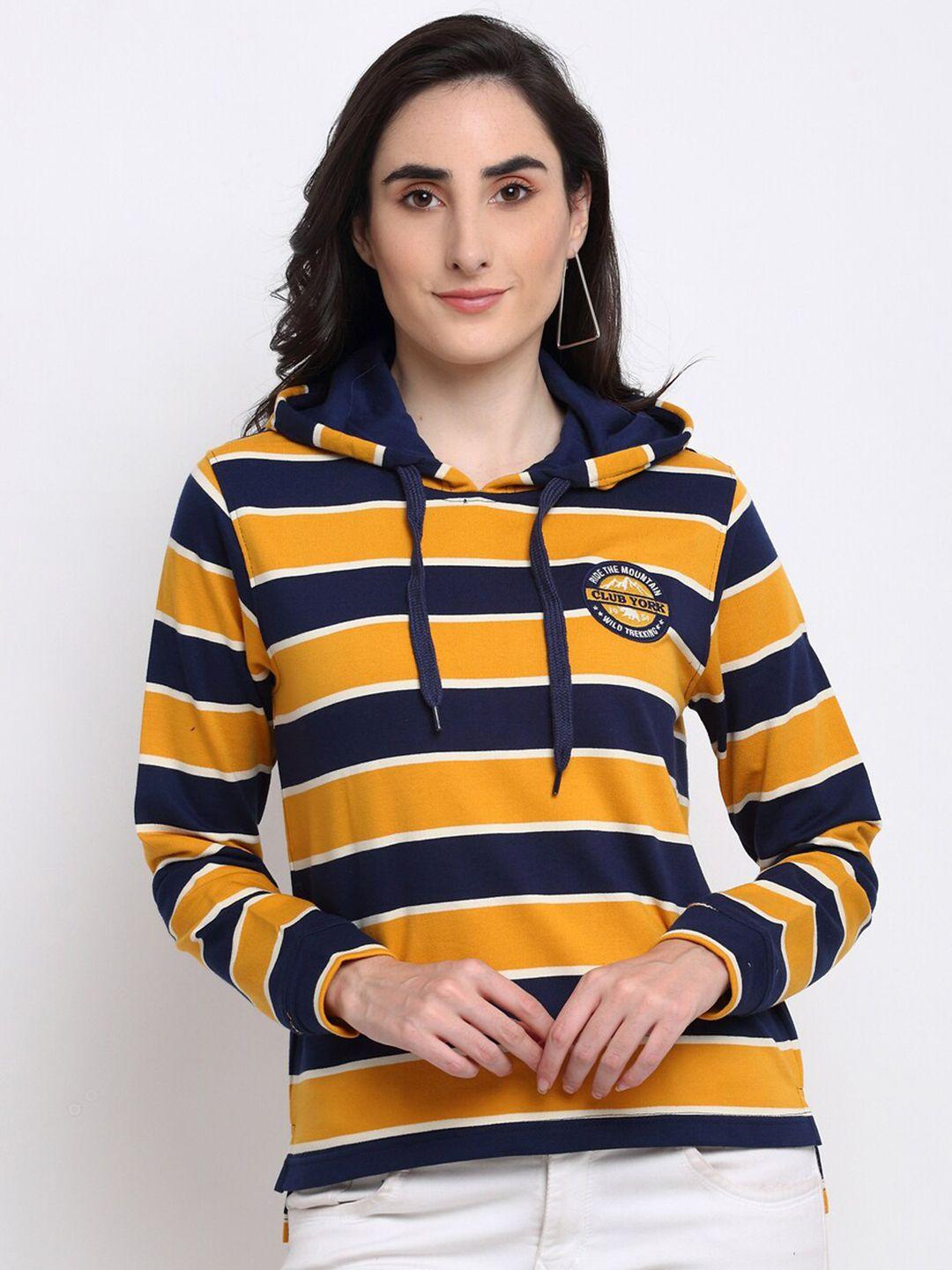 club york women mustard colourblocked sweatshirt