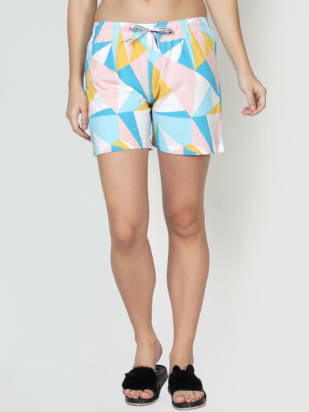 club a9 women blue printed shorts