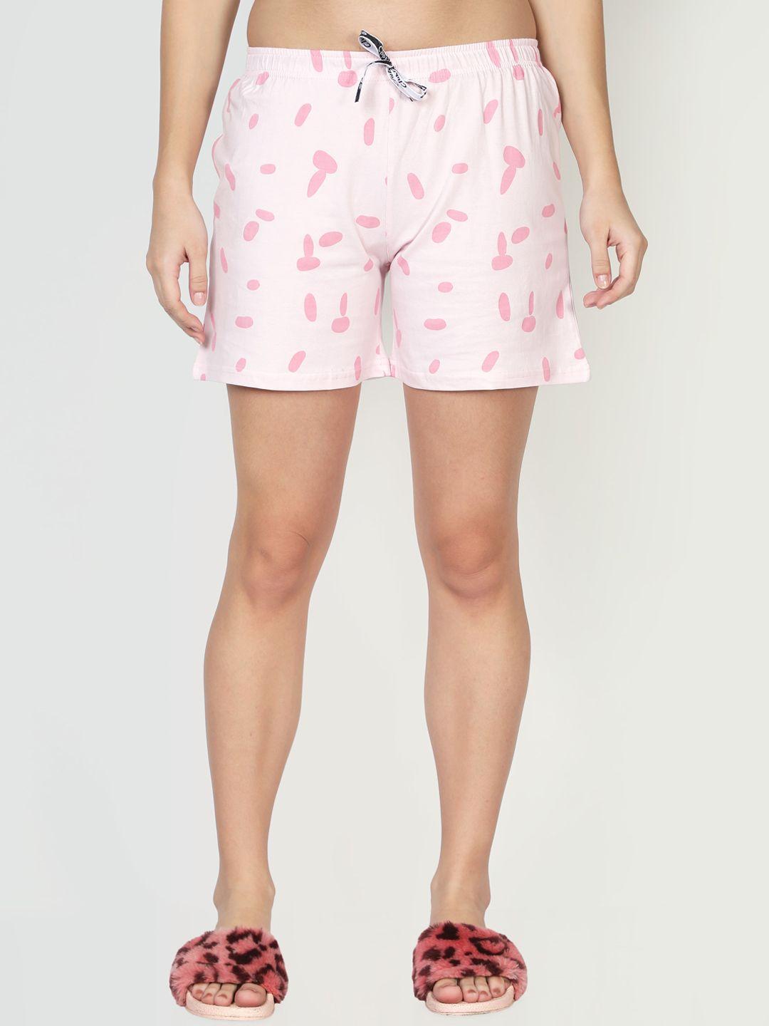 club a9 women pink printed regular fit shorts