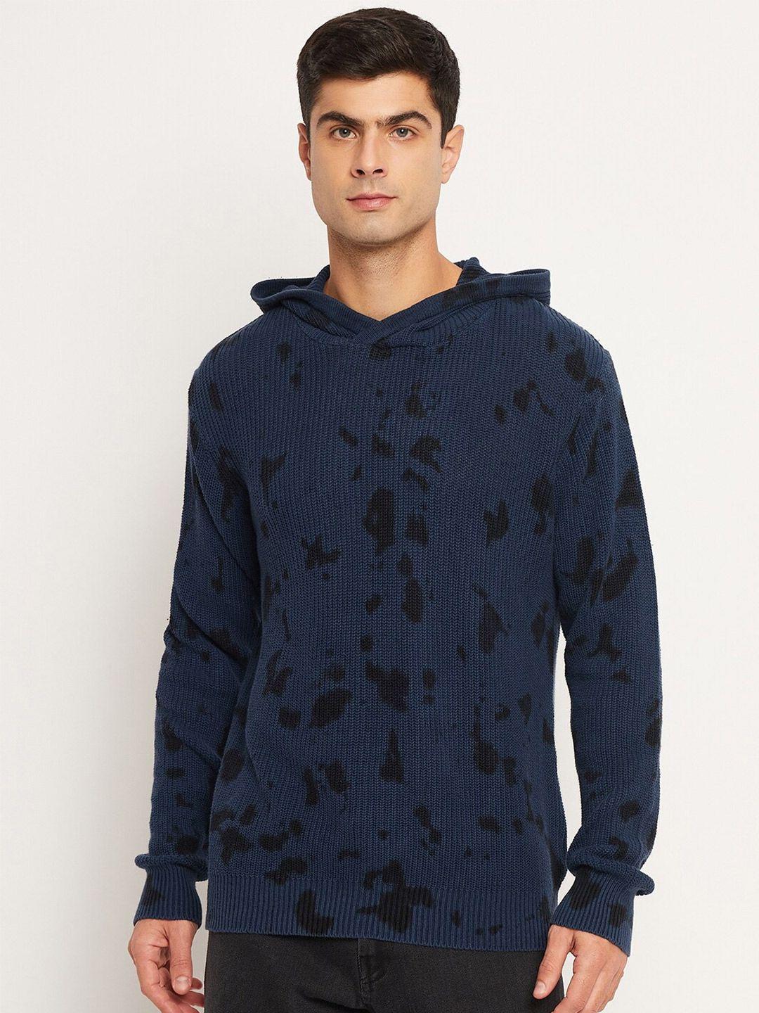 club york abstract printed hooded acrylic pullover sweater