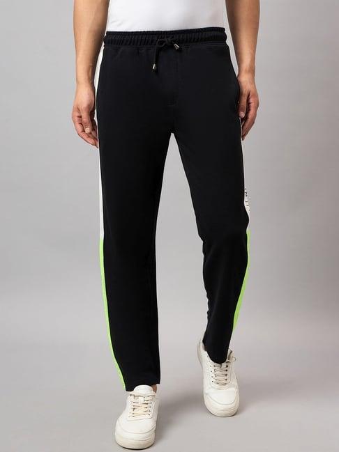 club york black regular fit colour block trackpants