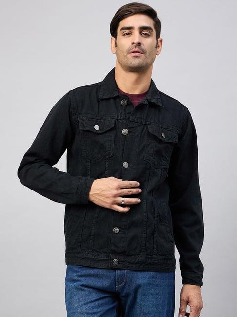 club york black regular fit denim jacket