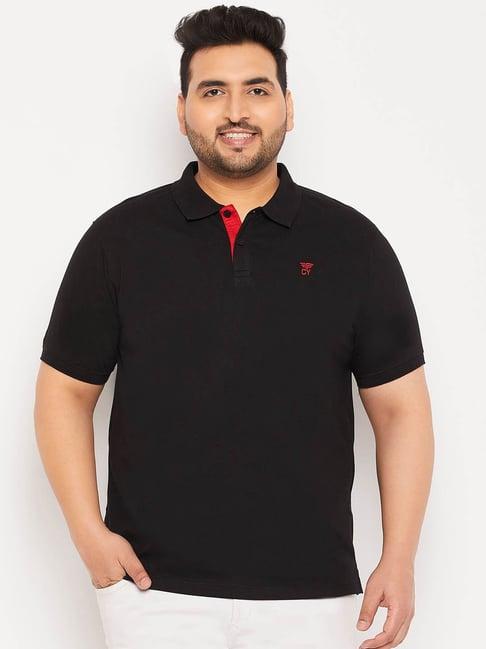 club york black regular fit plus size polo t-shirt