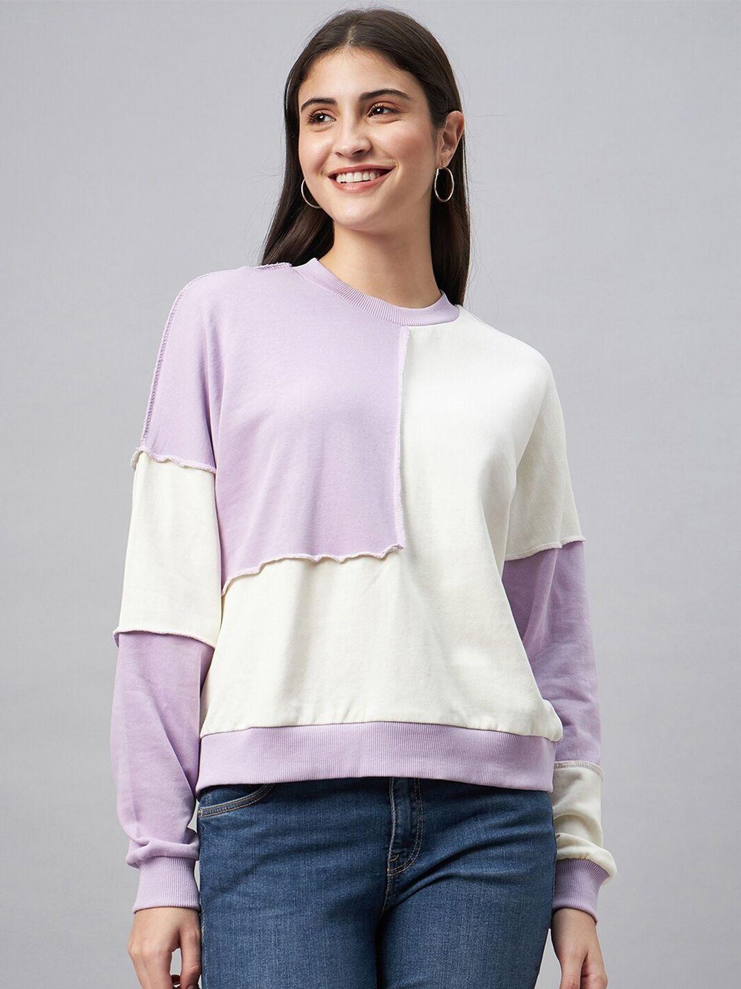 club york colourblocked round neck cotton pullover sweatshirt