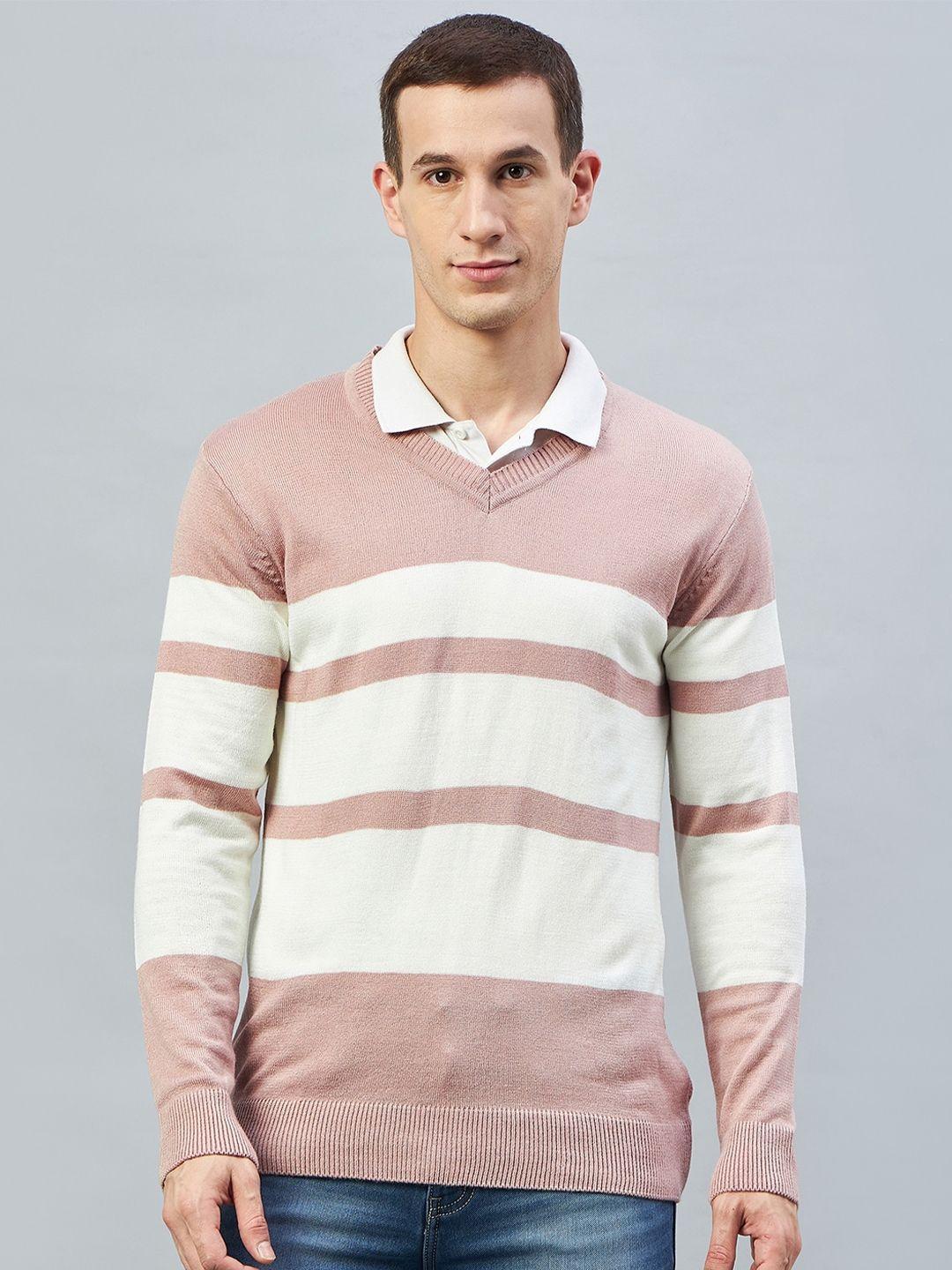 club york colourblocked v-neck acrylic pullover