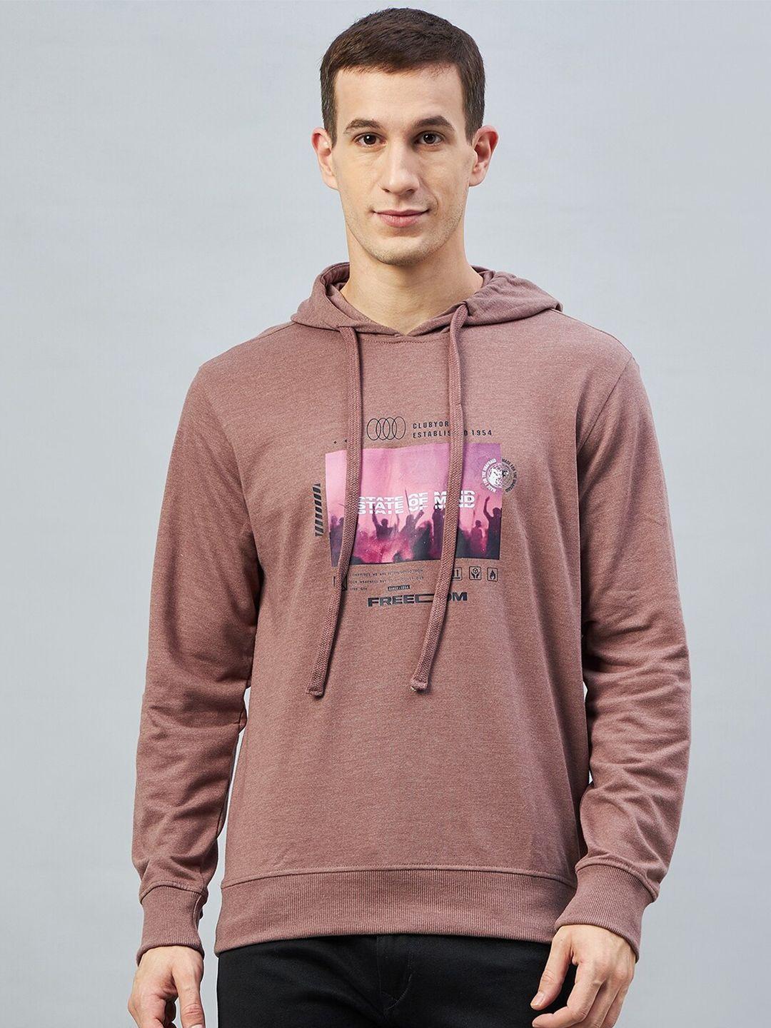 club york graphic printed hooded cotton sweatshirt