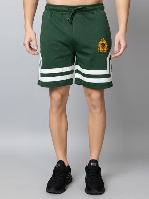 club york green regular fit striped short