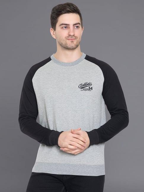 club york grey & black regular fit colour-block sweatshirt