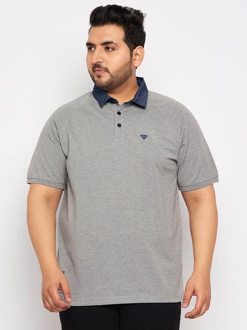 club york grey melange regular fit plus size polo t-shirt