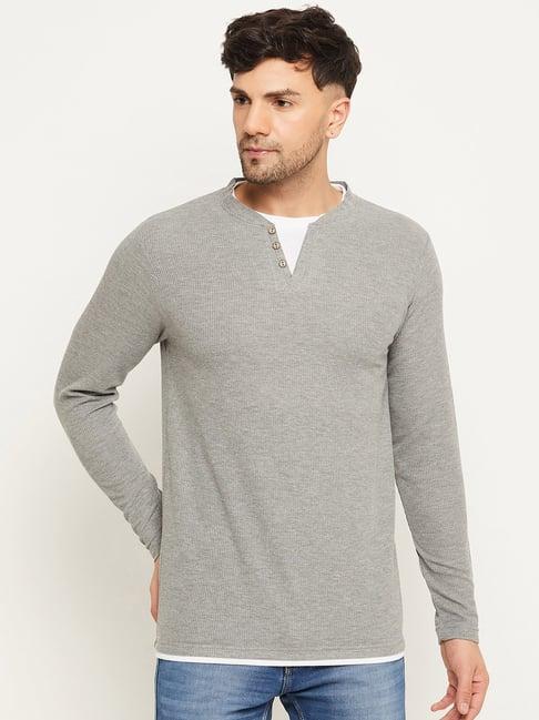 club york grey melange regular fit v-neck t-shirt