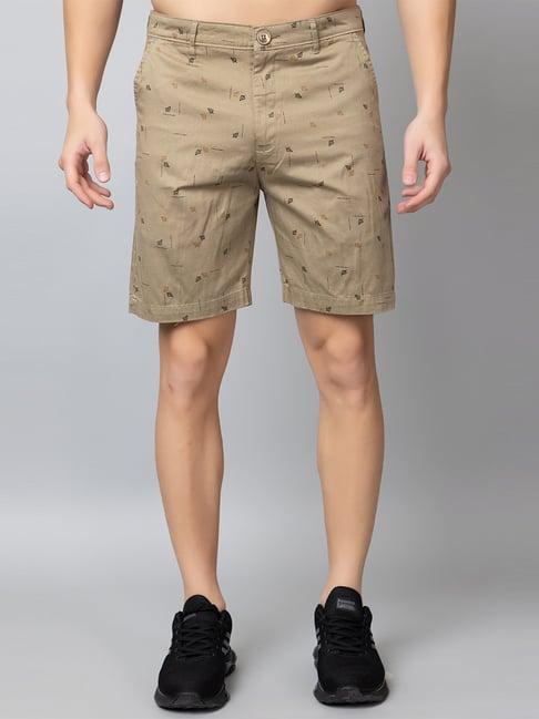 club york khaki regular fit printed short