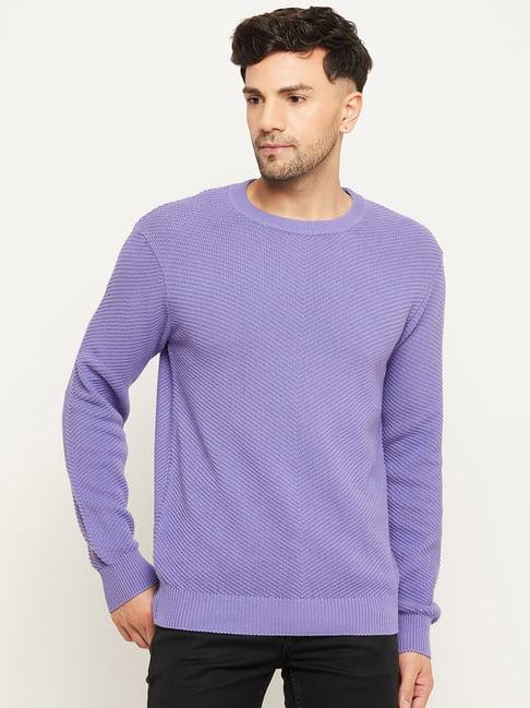 club york lavender regular fit round neck self design sweater