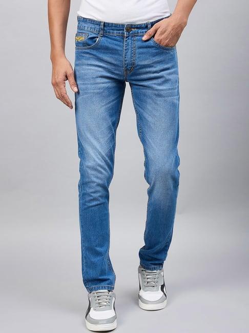 club york light blue regular fit heavily washed jeans