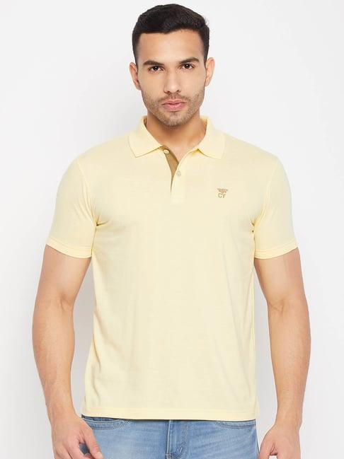 club york light yellow regular fit polo t-shirt