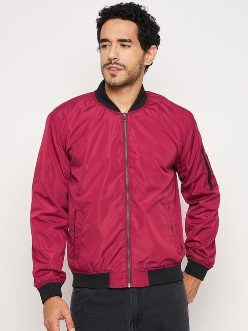 club york maroon regular fit bomber jacket