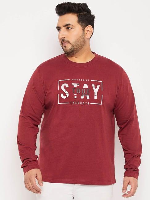 club york maroon regular fit graphic print t-shirt