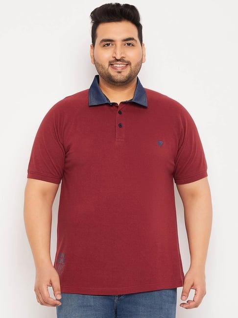 club york maroon regular fit plus size polo t-shirt