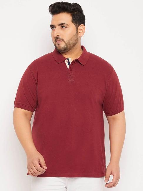 club york maroon regular fit plus size polo t-shirt