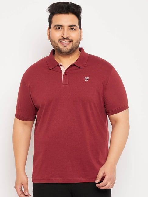 club york maroon regular fit plus size polo t-shirt