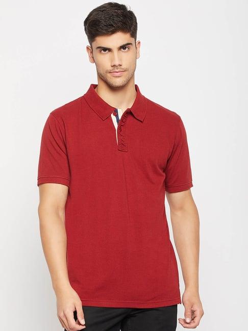 club york maroon regular fit polo t-shirt