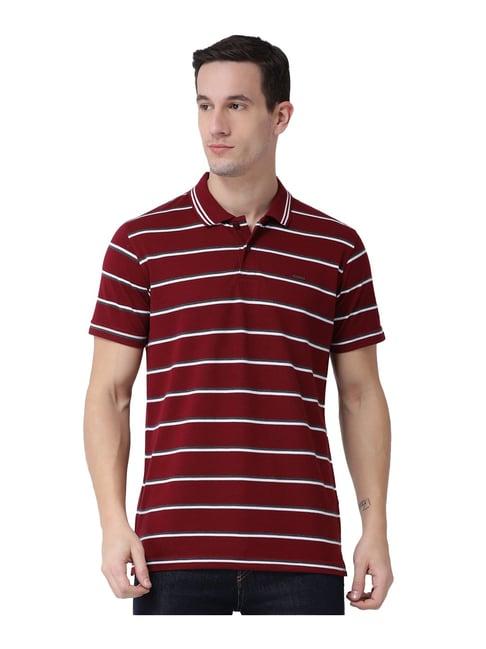 club york maroon striped polo t-shirt