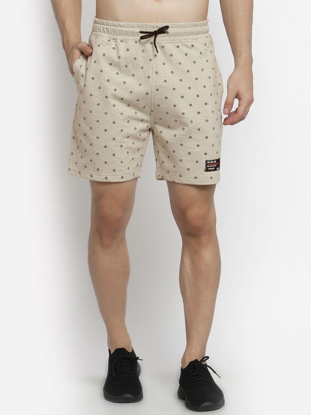 club york men beige printed shorts