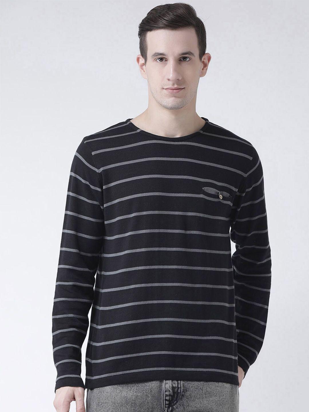 club york men black & grey striped pullover