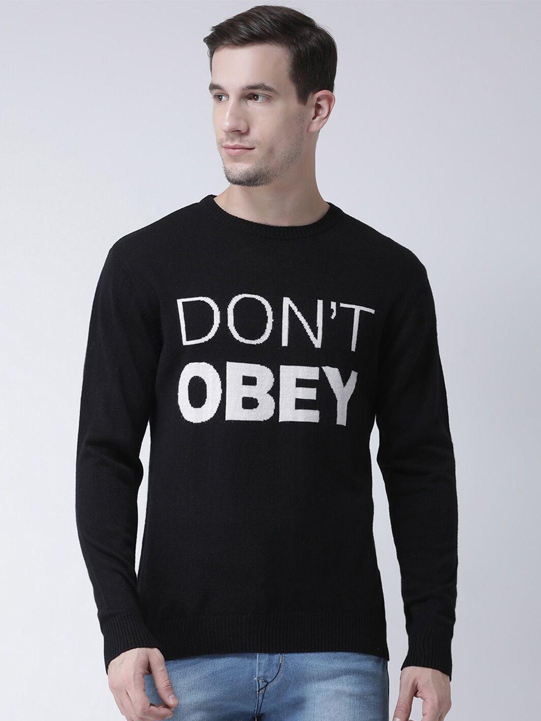 club york men black & grey typography printed pullover