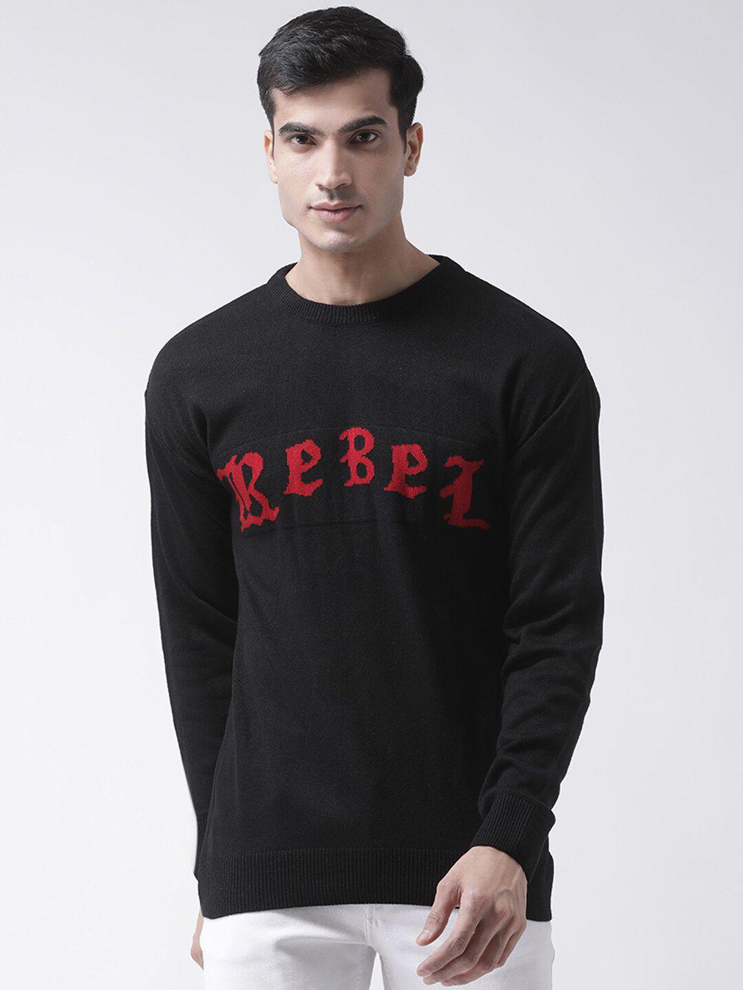 club york men black & red typography printed pullover