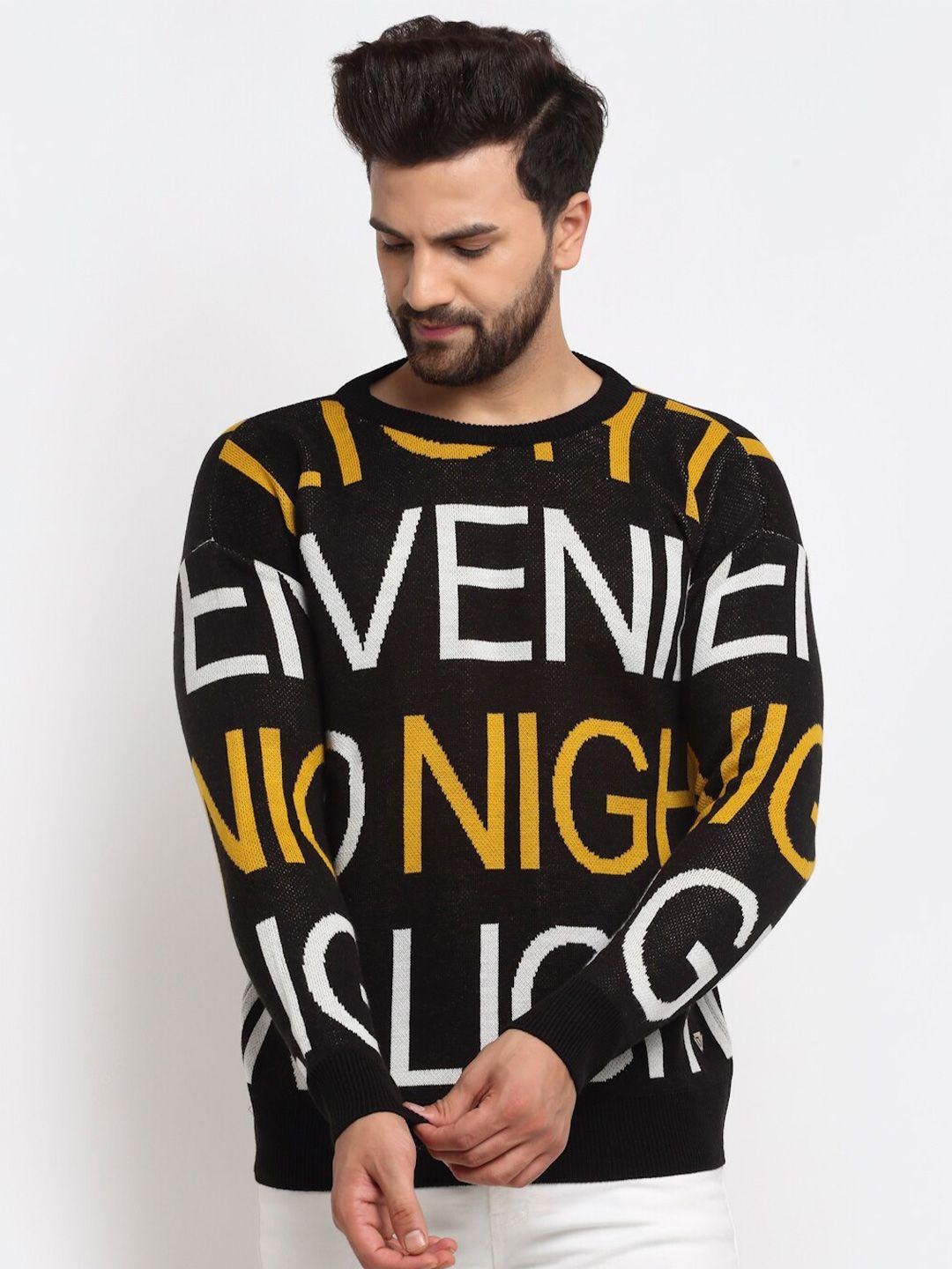 club york men black & white typography pullover