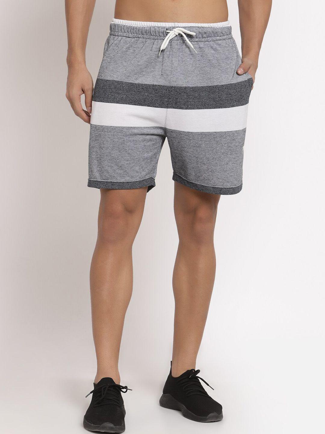 club york men blue & grey colourblocked shorts