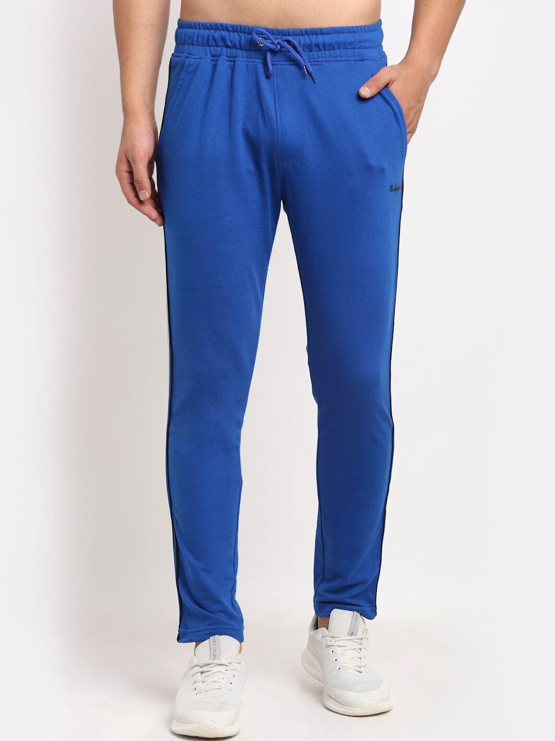 club york men blue solid straight-fit track pants