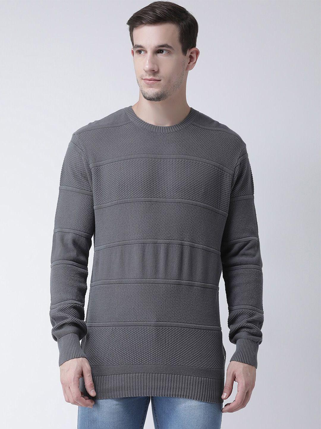 club york men grey self design pullover